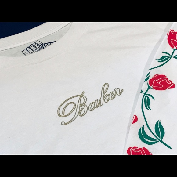 Rare Baker “Rosa” Long Sleeve T-Shirt - White/Red - Picture 2 of 2